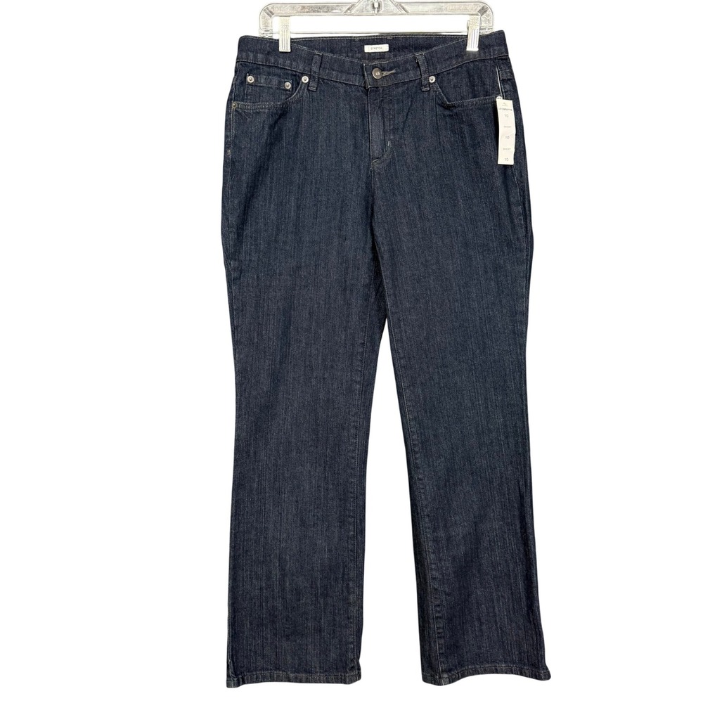 Liz Claiborne Jeans Women 10 Short Blue Dark Wash Straight Leg Stretch Denim NWT